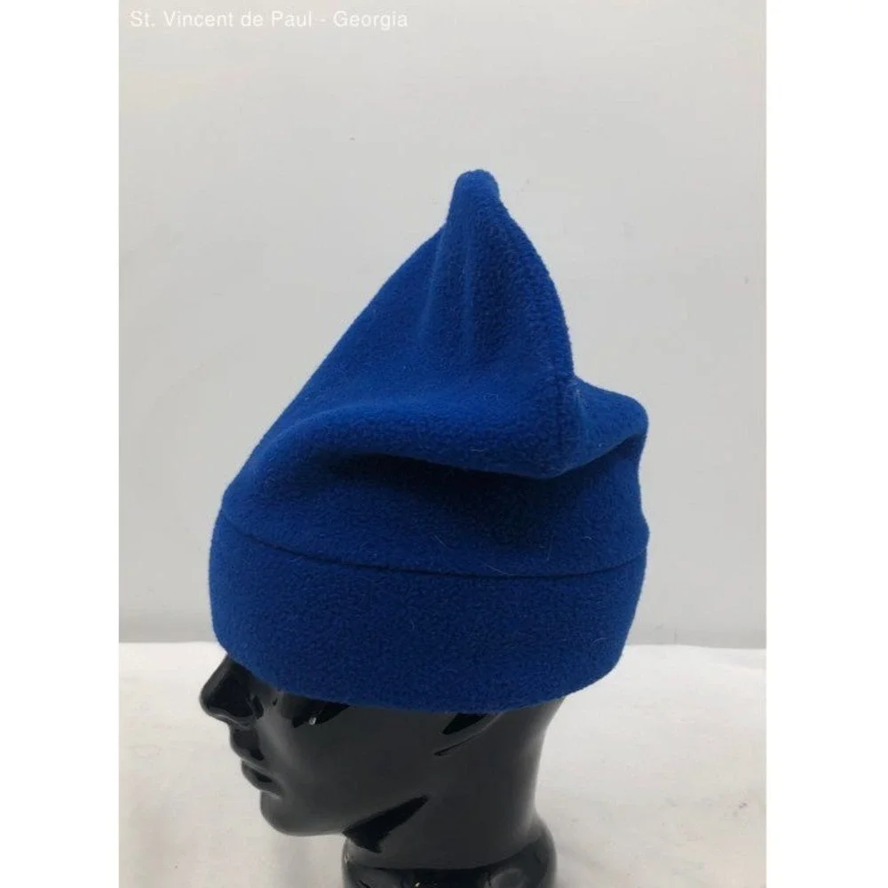 Columbia Blue 90s Fleece Usa Made Beanie Y2k Vintage Extra Tall - Size S/m